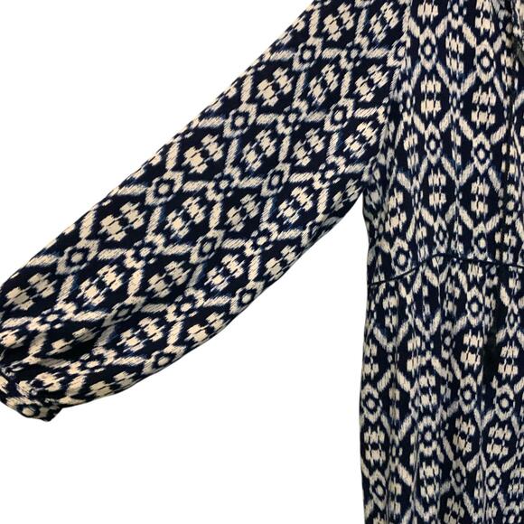 Old Navy Tunic Dress Blue Cream Tassel Womens Large - Picture 5 of 10